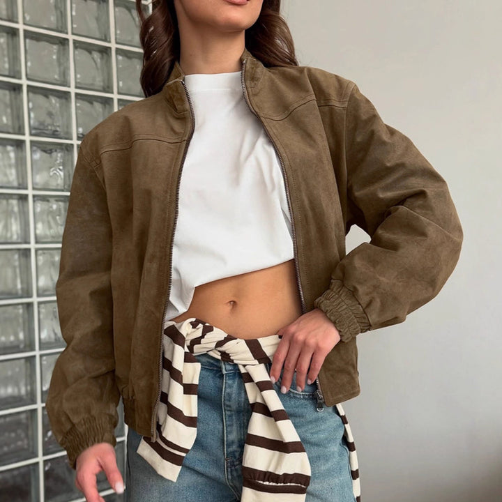 Damen lässige Wildlederjacke im oversized Schnitt Drune