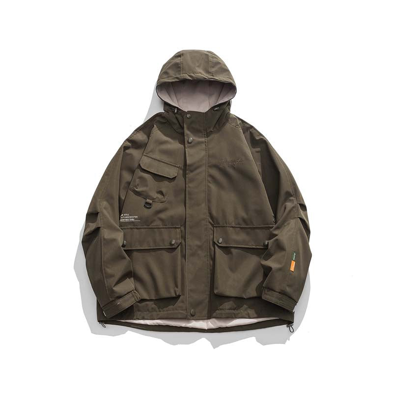 Unisex Oversize-Utility-Jacke mit Kapuze, multifunktionalen Pattentaschen und Kordelzug Drune