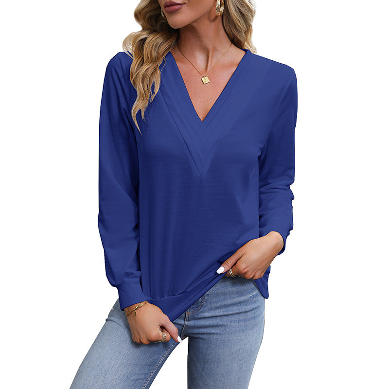 Damen V‑Ausschnitt Longsleeve aus feinem Stretch‑Viskosejersey mit taillierter Schnittführung Drune