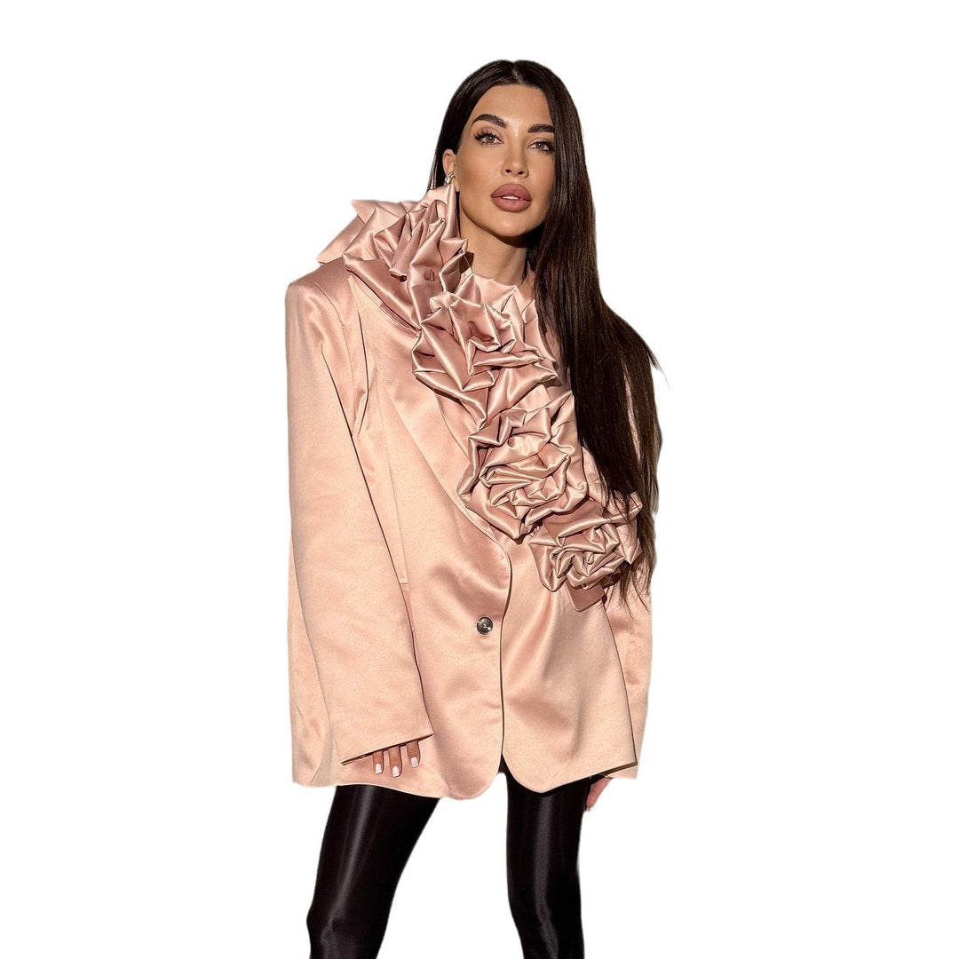 Damen Blazer mit voluminösen Rüschendetails und elegantem Kragen Drune