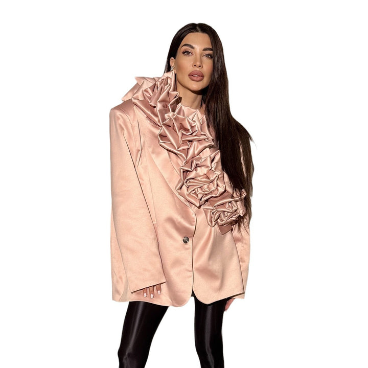 Damen Blazer mit voluminösen Rüschendetails und elegantem Kragen Drune