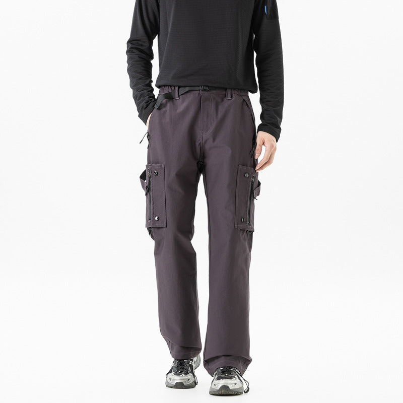 Herren Slim‑Tapered Cargo‑Hose mit Zipper‑Taschen, D‑Ring und Komfortbund Drune