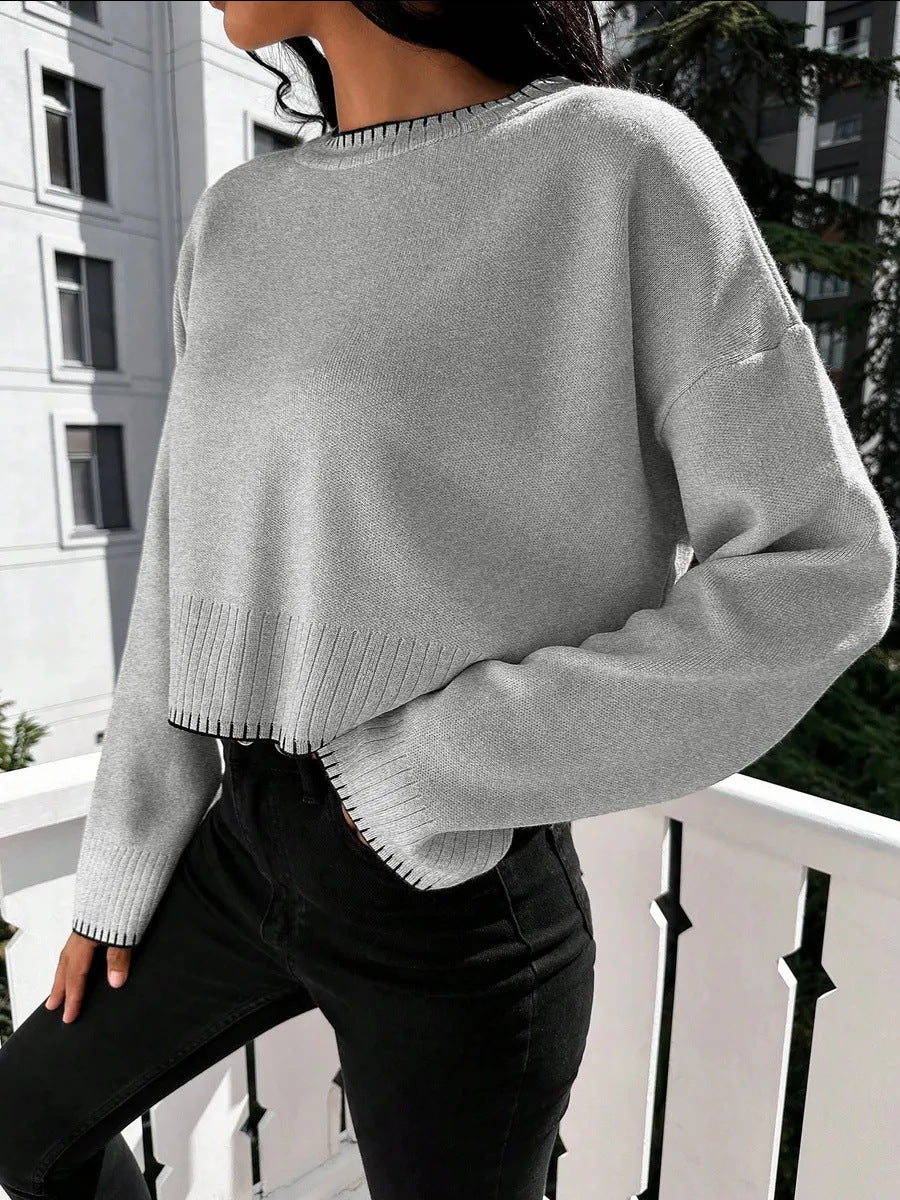 Damen Modischer Pullover mit asymmetrischen Kanten und strukturiertem Design Drune