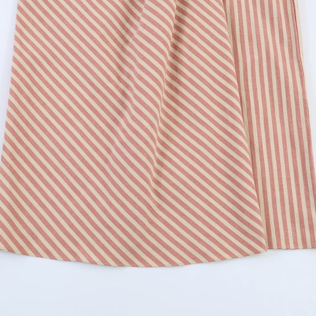 Damen Wickelrock mit diagonalem Streifenmuster und eleganter Drapierung Drune