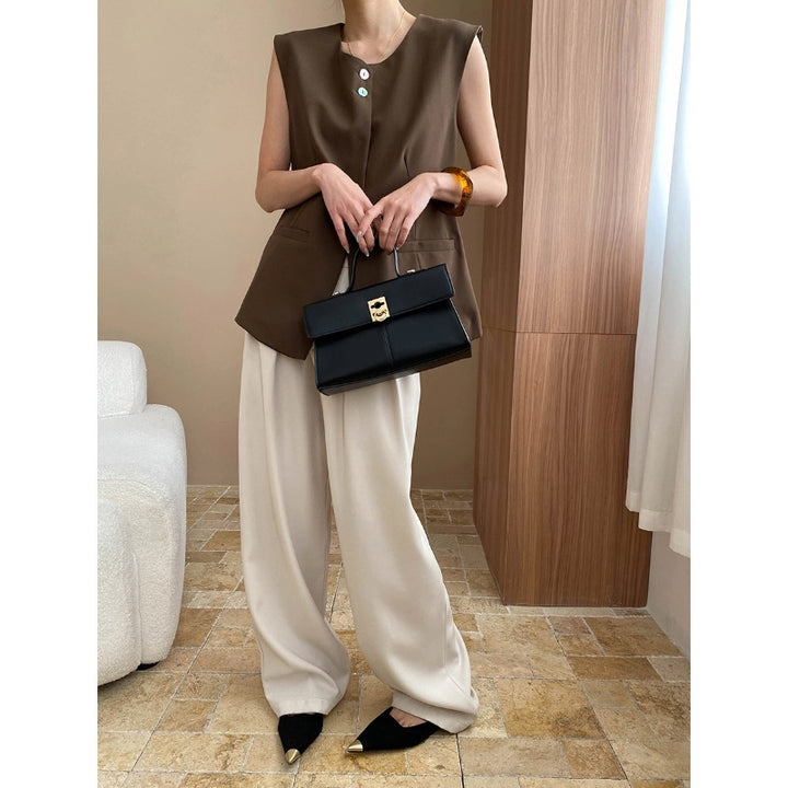 Damen elegante Weste mit Knopfdetails und praktischen Taschen Drune