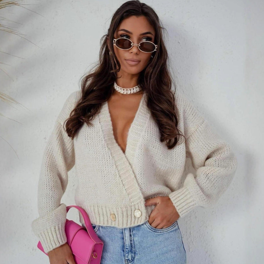 Damen modischer Strickcardigan mit Knopfdetails und weitem Schnitt Drune