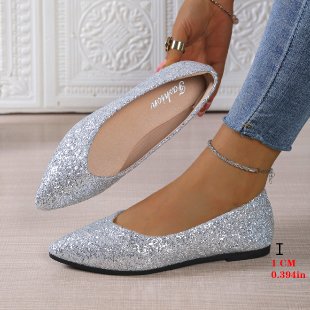 Damen Glitzer-Ballerinas mit spitzer Zehenpartie und flacher Laufsohle Drune