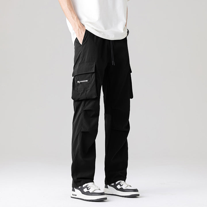 Herren Multifunktionale Cargo-Loungehose mit elastischem Tunnelzugbund, Mehrfachtaschen & verstellbarem Beinabschluss Drune