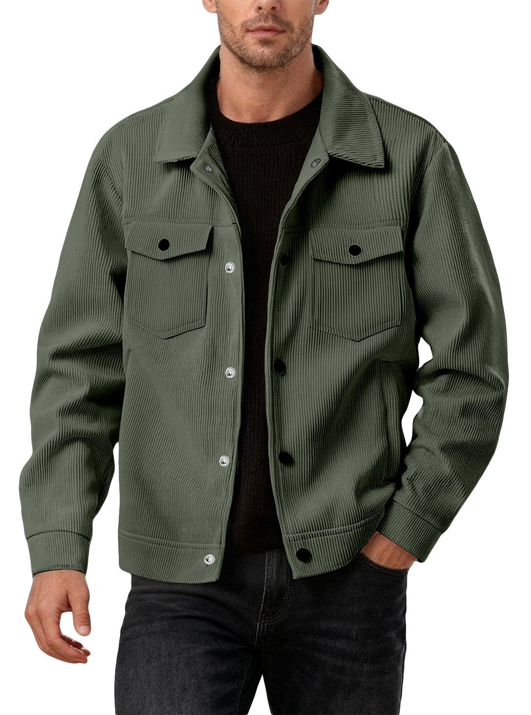 Herren nan Cordjacke im klassischen Arbeiterjacken-Schnitt mit Druckknöpfen und Brusttaschen Drune
