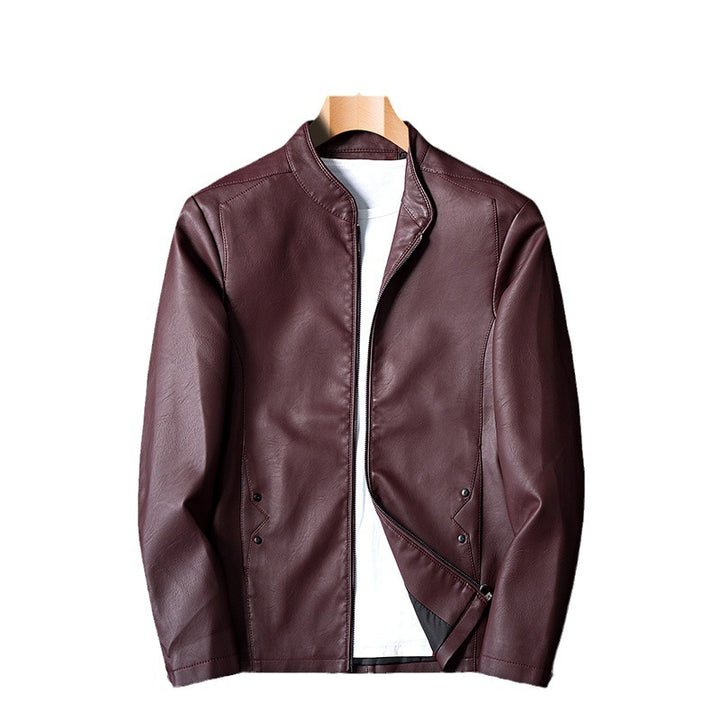 Herren Modische Kunstlederjacke mit Steppdetails Drune