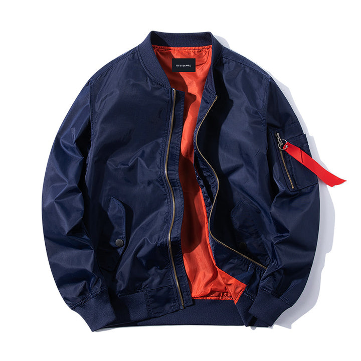 Herren  leichte Flug-Bomberjacke mit kontrastierendem thermischem Futter und Ärmeltasche mit Reißverschluss Drune