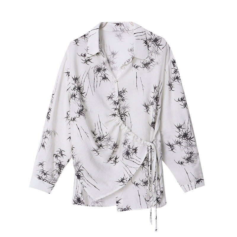Damen Elegantes Blusenshirt mit Wickeldesign und floralem Muster Drune