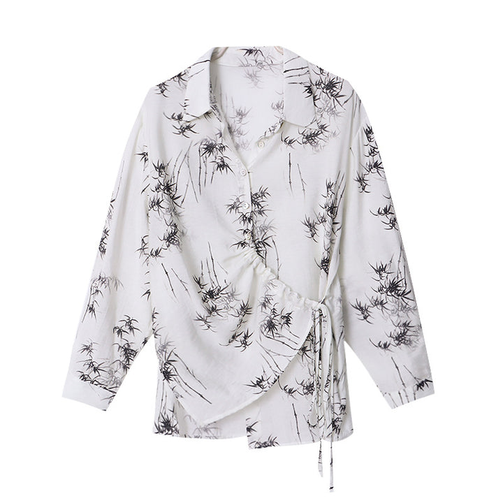 Damen Elegantes Blusenshirt mit Wickeldesign und floralem Muster Drune