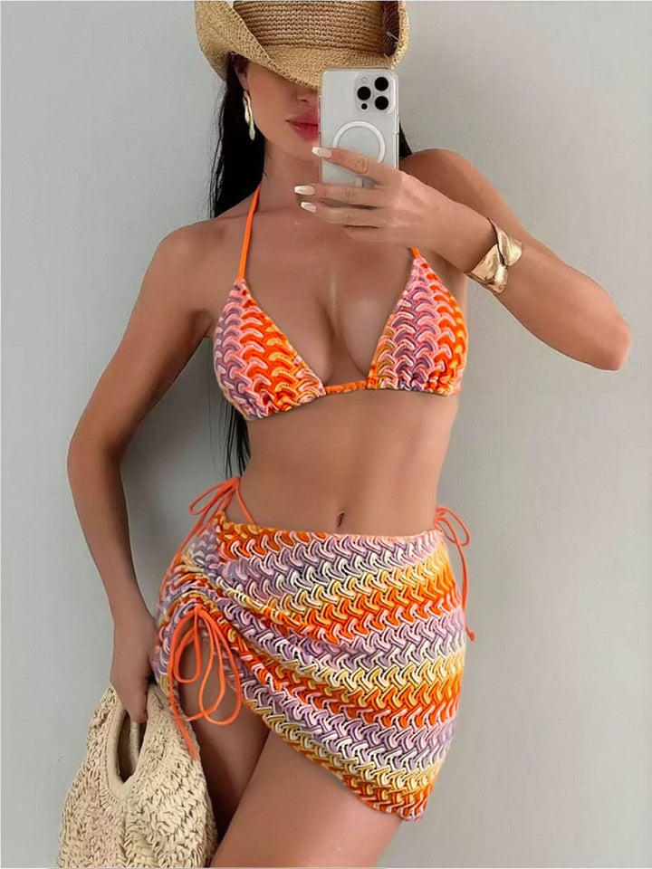 Damen Crocheted Bikini mit Wickelrock Drune