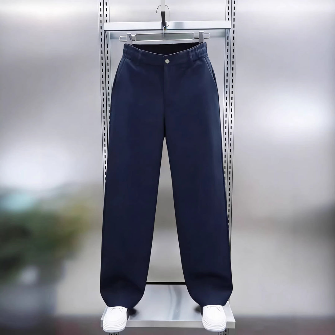 Herren Weite Twillhose mit hohem Bund, elastischem Rückenbund und geradem Bein Drune