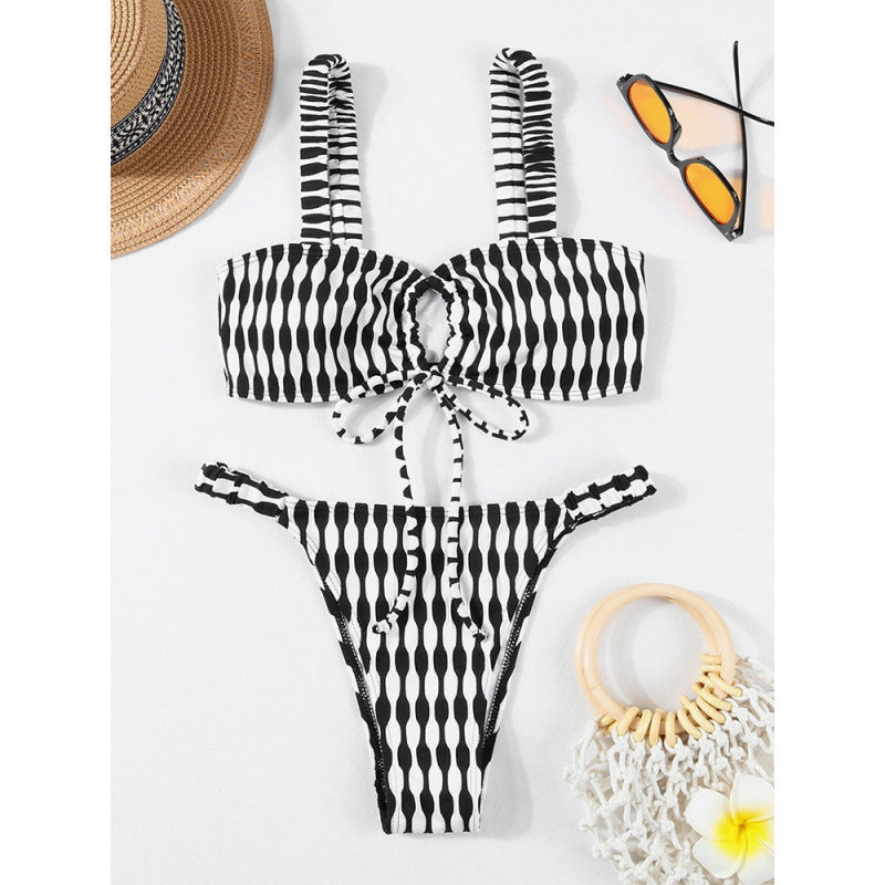 Damen Triangel-Bikini mit modischem Wickel-Design und verstellbaren Trägern Drune