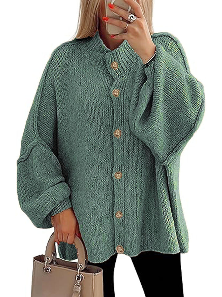 Damen oversized Strickjacke mit Knopfverschluss Drune