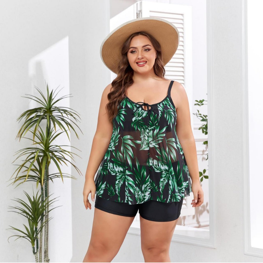 Damen Tankini-Set mit floralem Oberteil und eleganten Shorts Drune