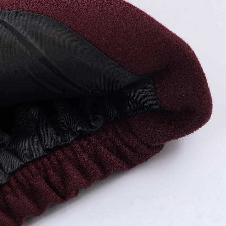 Damen Kurze Boxy-Wollmix-Jacke mit Rundhalsausschnitt und Zierknopfleiste Drune