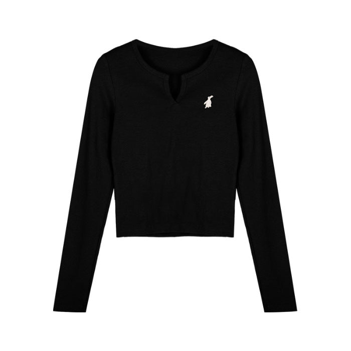 Damen lässiges cropped Langarmshirt Drune