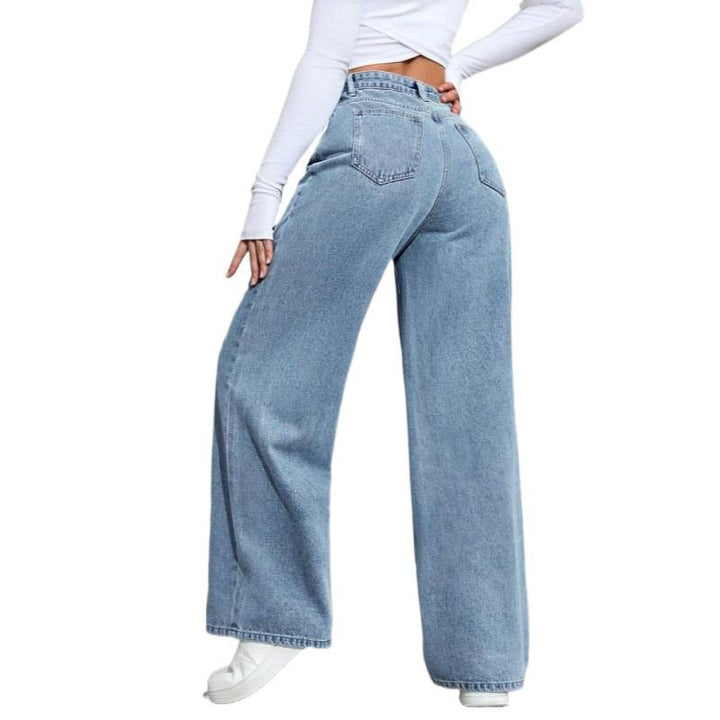 Damen Elegante High-Waist Jeans im weiten Schnitt mit glitzerndem Detail Drune