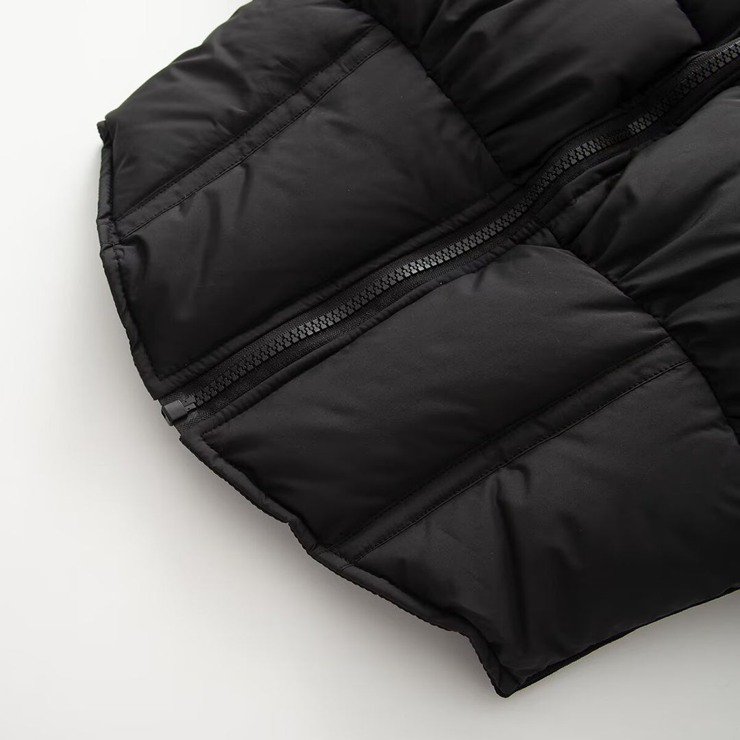 Damen kurze gesteppte Steppjacke mit taillierter Korsettschnitt‑Silhouette und hohem Stehkragen Drune