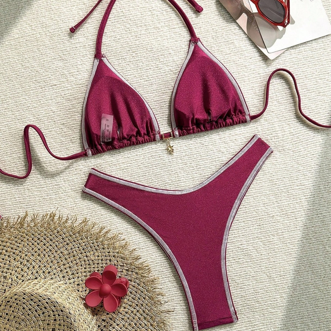 Damen Triangel-Bikini mit feinen Kontrastnähten Drune