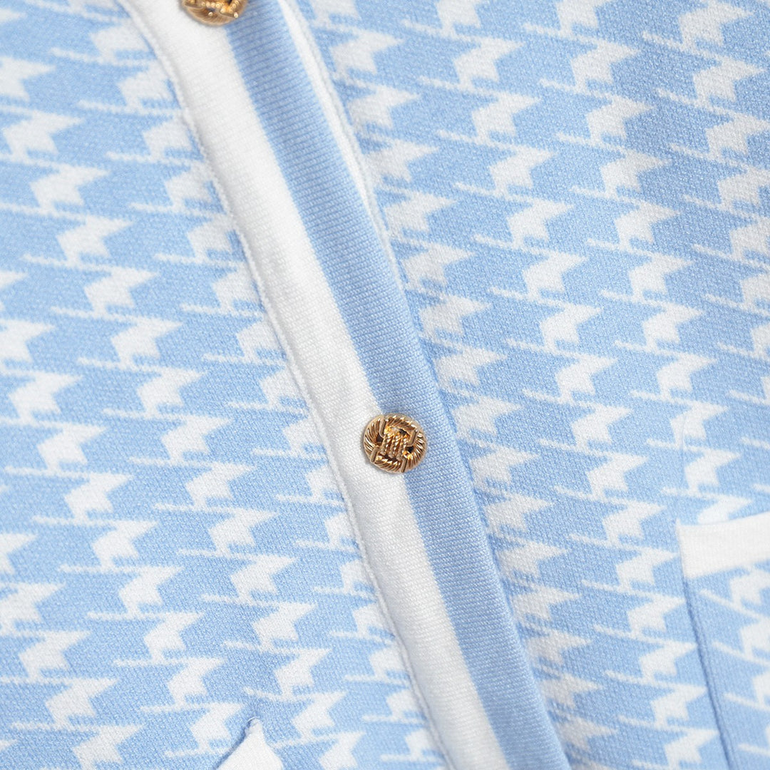 Damen Strickcardigan mit klassischem Hahnentritt-Muster und Knopfleiste Drune