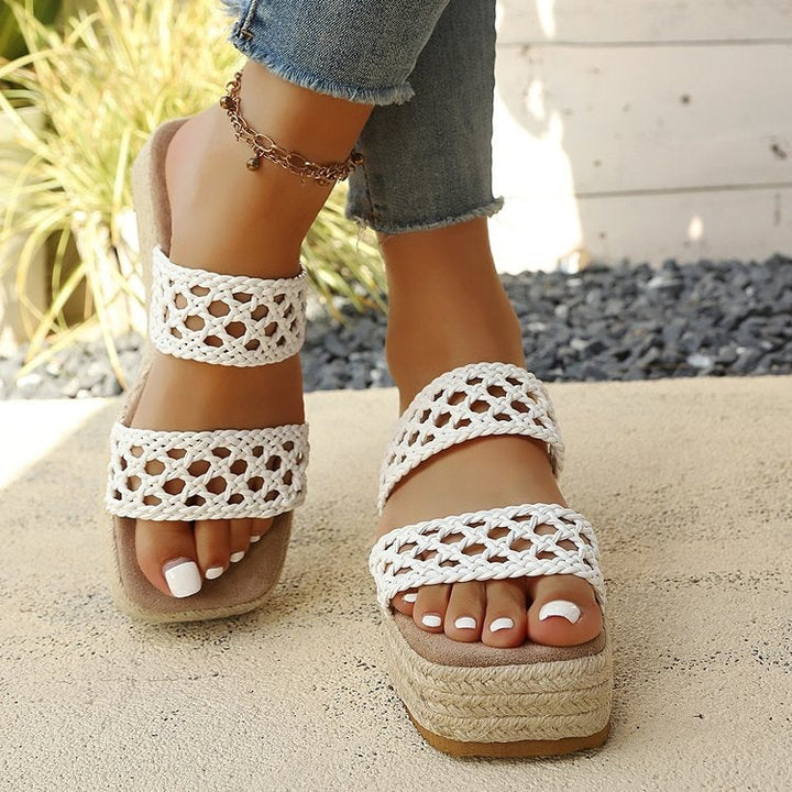 Damen Komfortable und geflochtene Wedge-Sandalen Drune