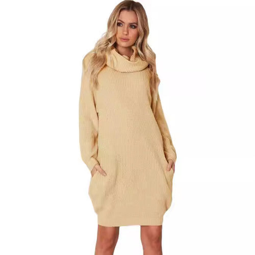 Damen Strickkleid mit weitem Kragen Drune