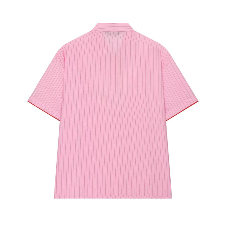 Damen Kurzarm-Bluse mit Schleifenkragen und seitlicher Knopfleiste Drune