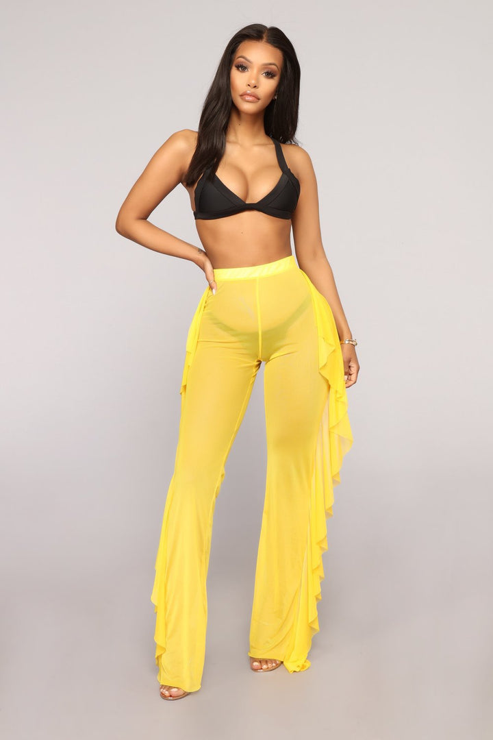 Damen Anziehbare Boho-Hosen mit Rüsche Drune