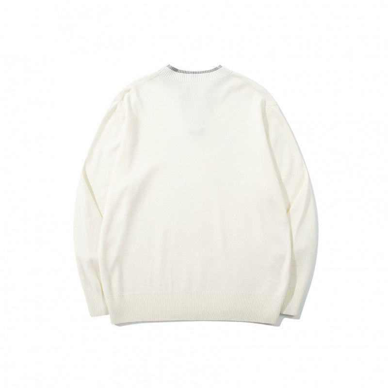 Unisex Strickpullover mit Henley-Knopfleiste, Kontrastkragen und Boxy‑Schnitt Drune