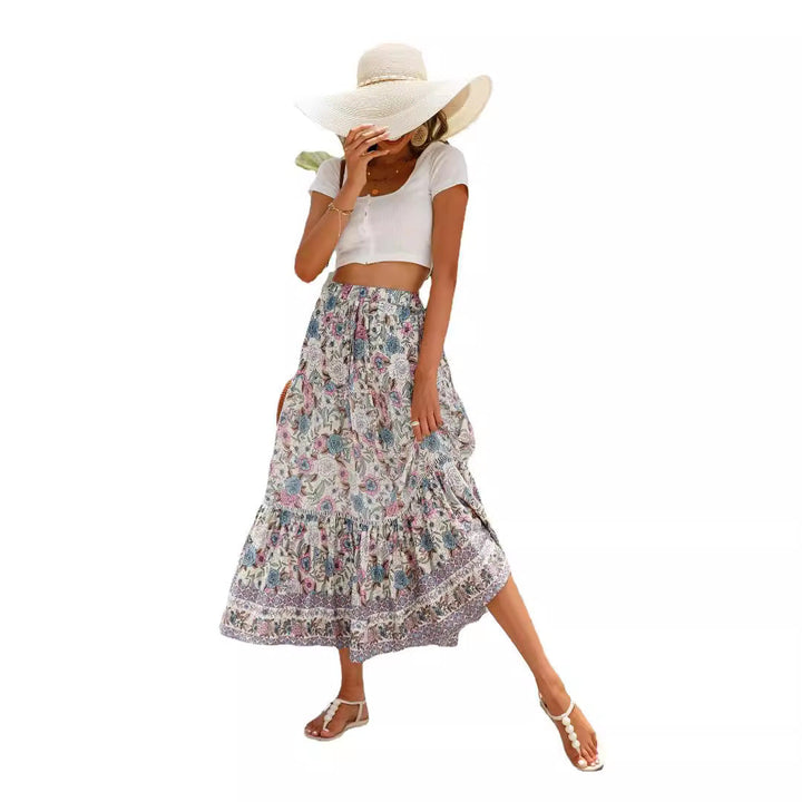 Damen Sommer-Rock mit floralen Mustern und voluminösem Saum Drune