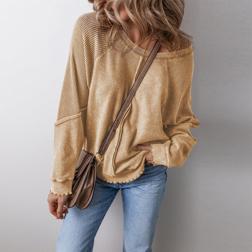 Damen lässiger Pullover mit weitem Ausschnitt Drune