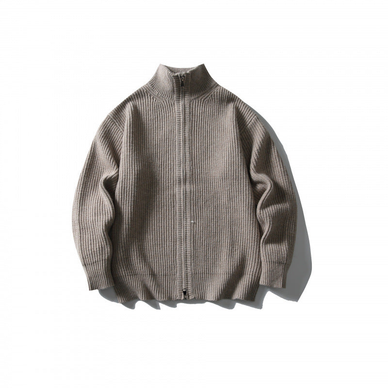 Unisex Gerippter Zipcardigan mit Stehkragen Drune