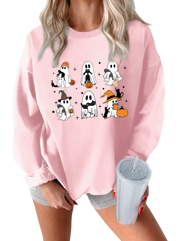 Damen Sweatshirt mit kreativem Gruselmotiv Drune