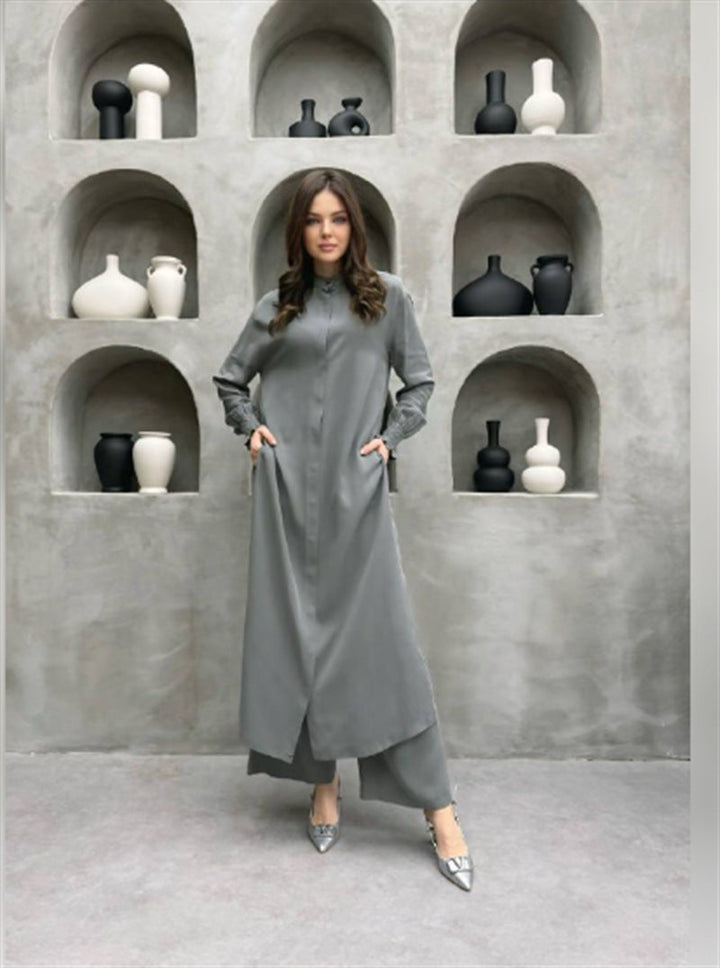 Damen Elegantes Hemdkleid mit verspieltem Saum Drune