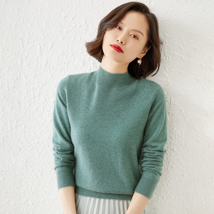 Damen Luxuriöser Kaschmir-Feinstrickpullover mit Stehkragen Drune