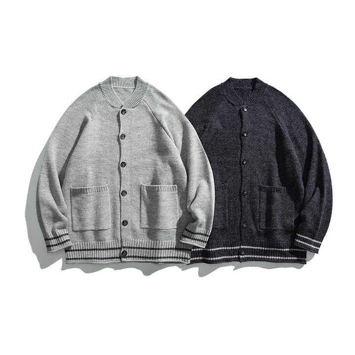Unisex Boxy-Cardigan aus Feinstrick mit Raglanärmeln und aufgesetzten Taschen Drune