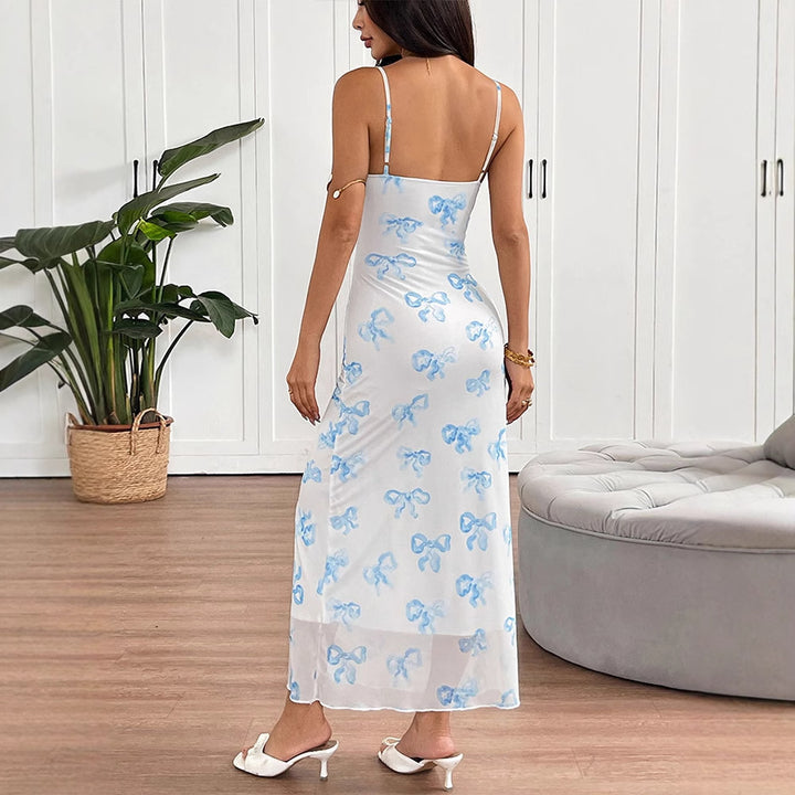 Damen Elegantes Sommerkleid im minimalistischen Stil mit feinen Spaghetti-Trägern Drune