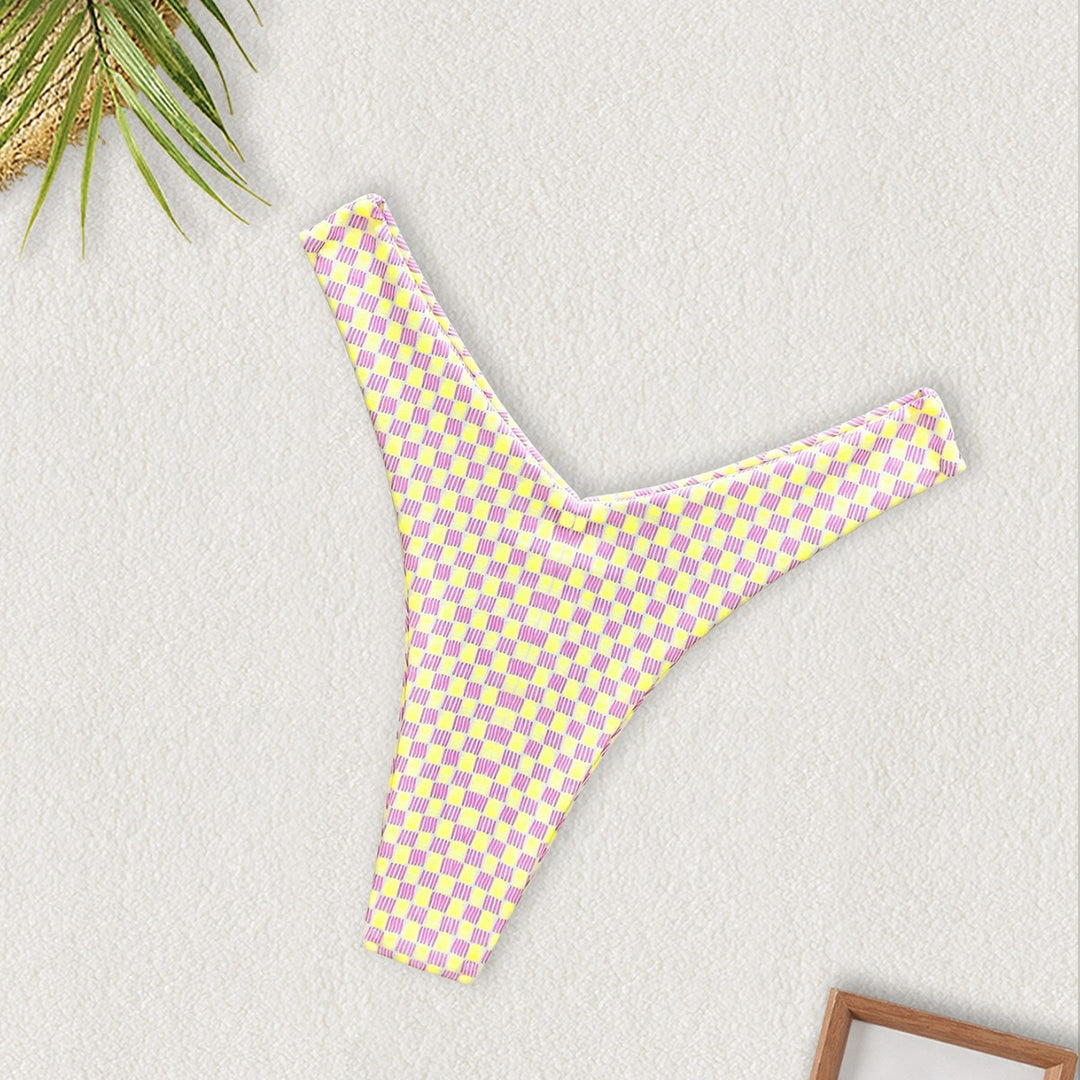 Damen Triangel-Bikini mit buntem Patchwork-Muster Drune