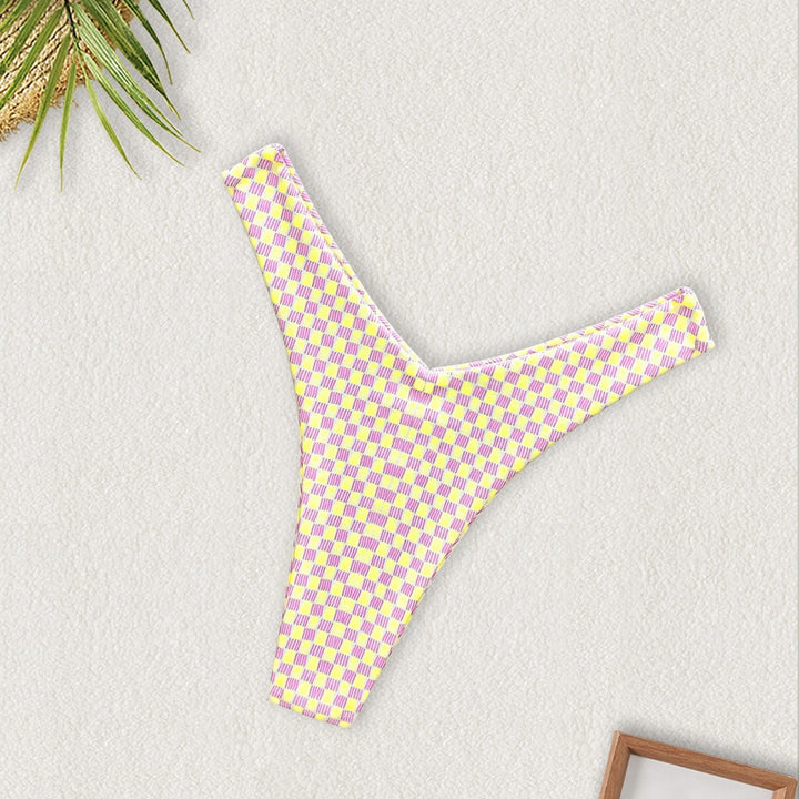 Damen Triangel-Bikini mit buntem Patchwork-Muster Drune