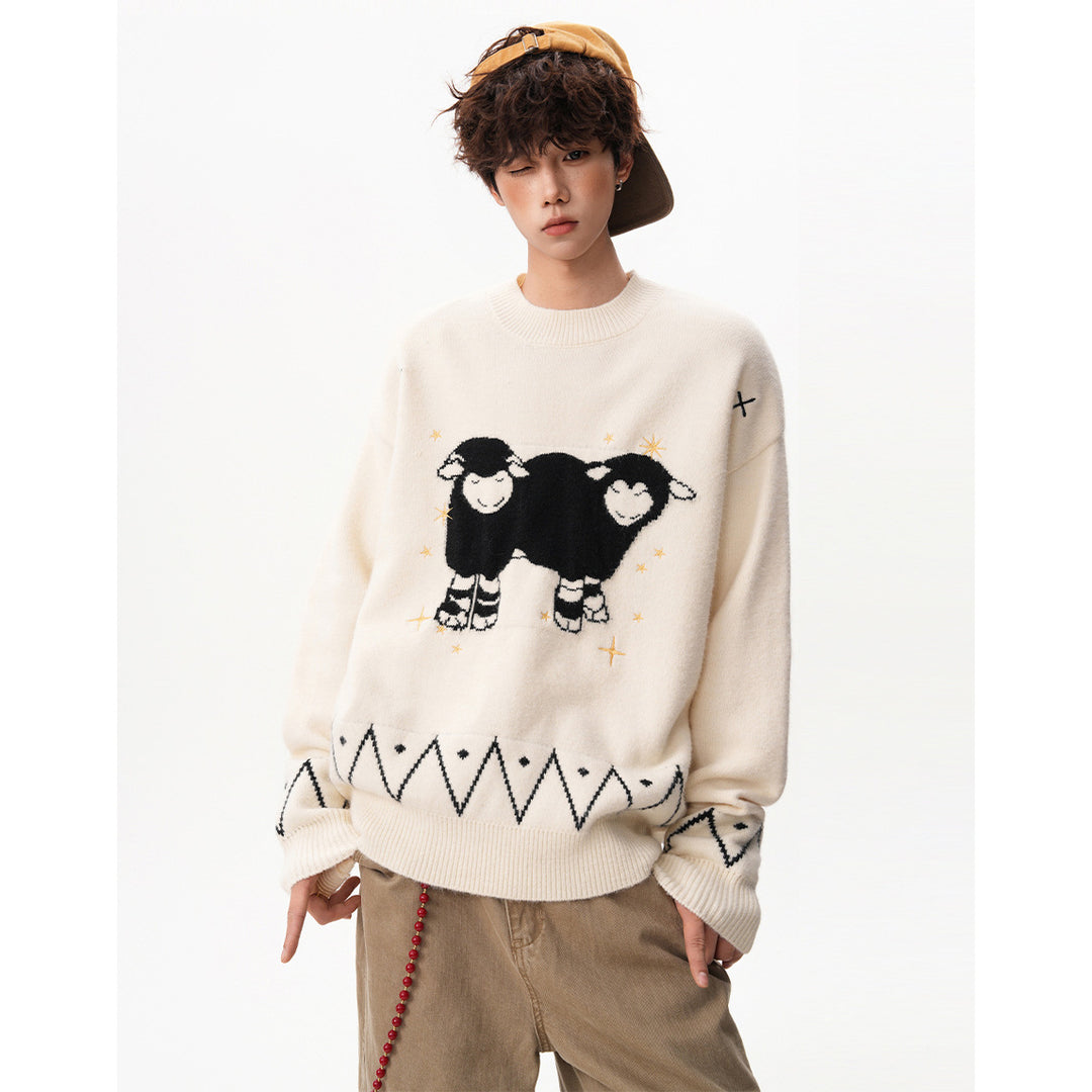 Herren Grobstrickpullover mit tierischem Motiv Drune
