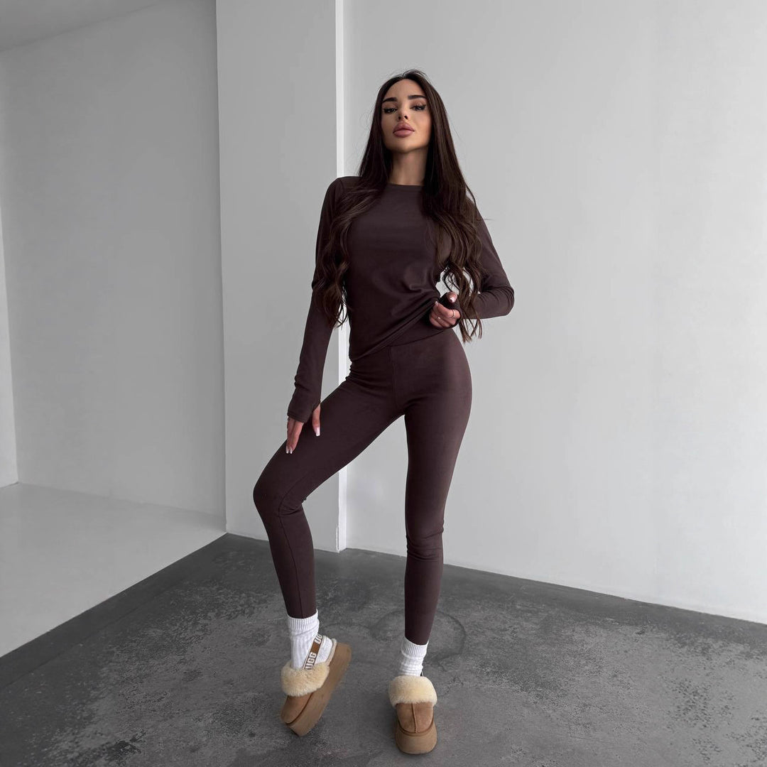 Damen Sportliches Longsleeve-Set mit atmungsaktiven Eigenschaften und enganliegenden Hosen Drune