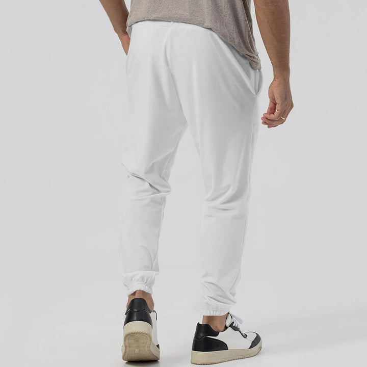 Herren Tapered-Jogginghose im Leinenlook mit Bügelfalte und Bündchen Drune