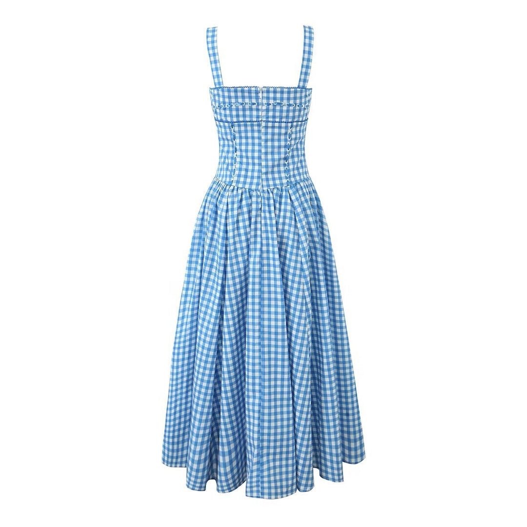 Damen Sommerliches Viskosekleid mit Gingham-Muster und praktischen Taschen Drune