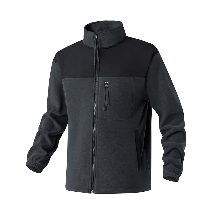 Herren Fleecejacke mit verstärktem Schulterpaneel, Stehkragen und Brustreißverschluss Drune