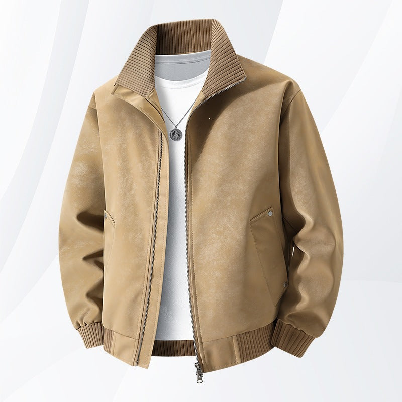 Herren Velours‑Imitat Bomberjacke mit Stehkragen, Thermofutter & Reißverschluss Drune