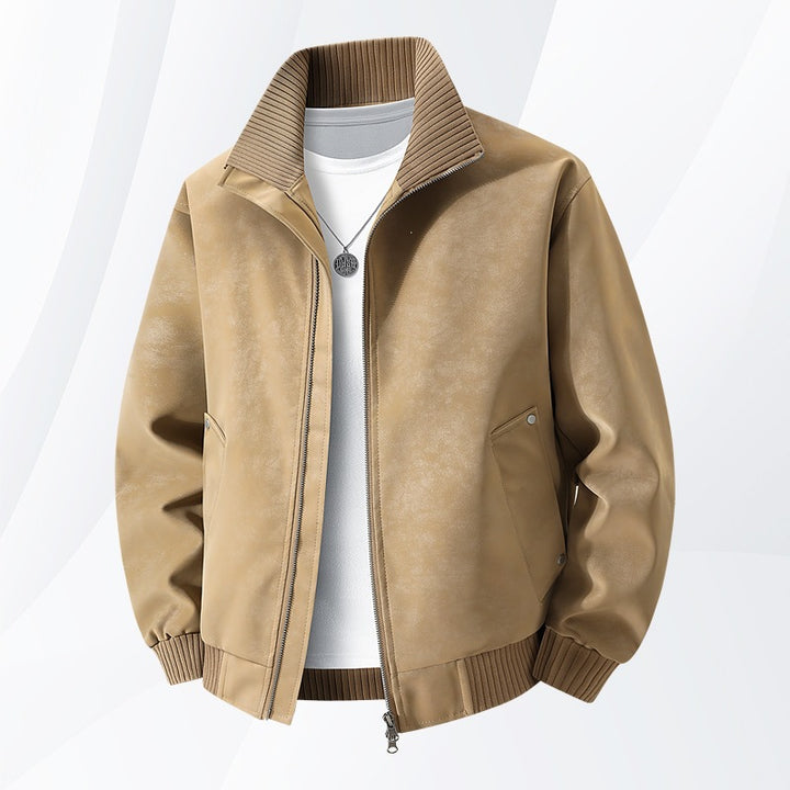 Herren Velours‑Imitat Bomberjacke mit Stehkragen, Thermofutter & Reißverschluss Drune